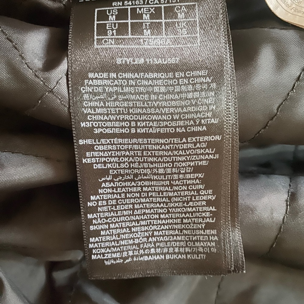 Guess Mens Faux Brown Leather Bomber Jacket Black Hooded Bib Layered Coat Medium - Picture 9 of 9